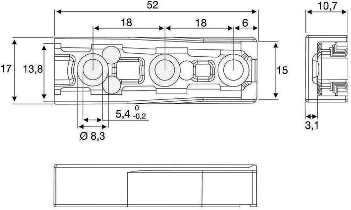 Productafbeelding BMB Stevige connector Massief F Zamak 52 mm (Aansluitende fitting, 100 Pcs.)