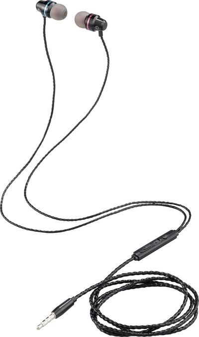 Renkforce RF-IE-JH01 Telefon In Ear Headset kabelgebunden Schwarz (metallic) (Kabelgebunden)