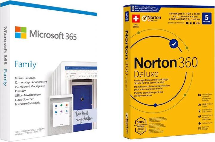 Microsoft 365 Family IT incl. Norton 360 Deluxe 1 an 5 Devices