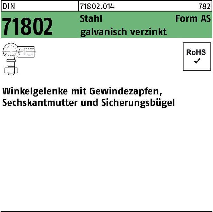 Produktbild Reyher Winkelgelenke DIN 71802 m.Gewindezapfen AS 8-M 5 Stahl galvanisch verzinkt