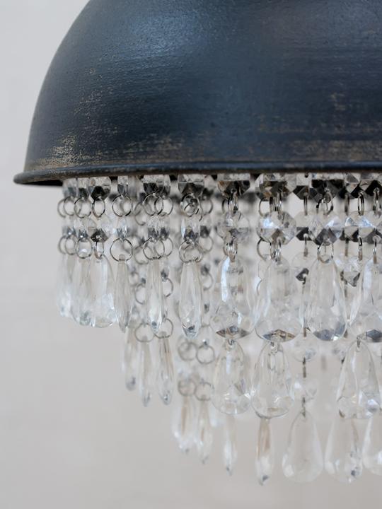 Actual product image Chic Antique Factory Hanging Lamp with Plastic Crystals (E27)