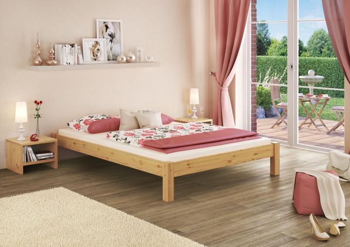 Actual product image Erst-Holz Solid lacquered pine double futon bed with mattress 140x200 on rigid slats 60.35-14M (140 x 200)