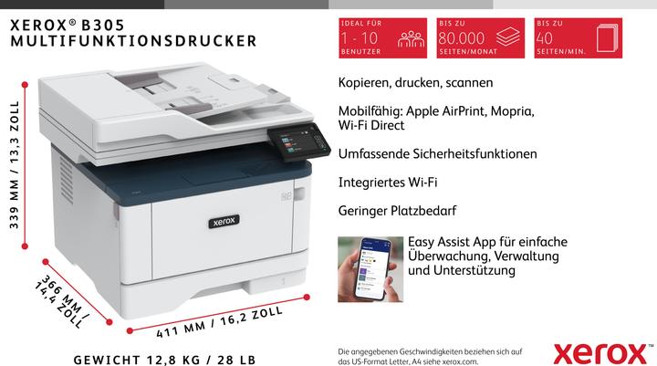 Actual product image Xerox B305V DNI multifunction printer (Laser, Black and white)