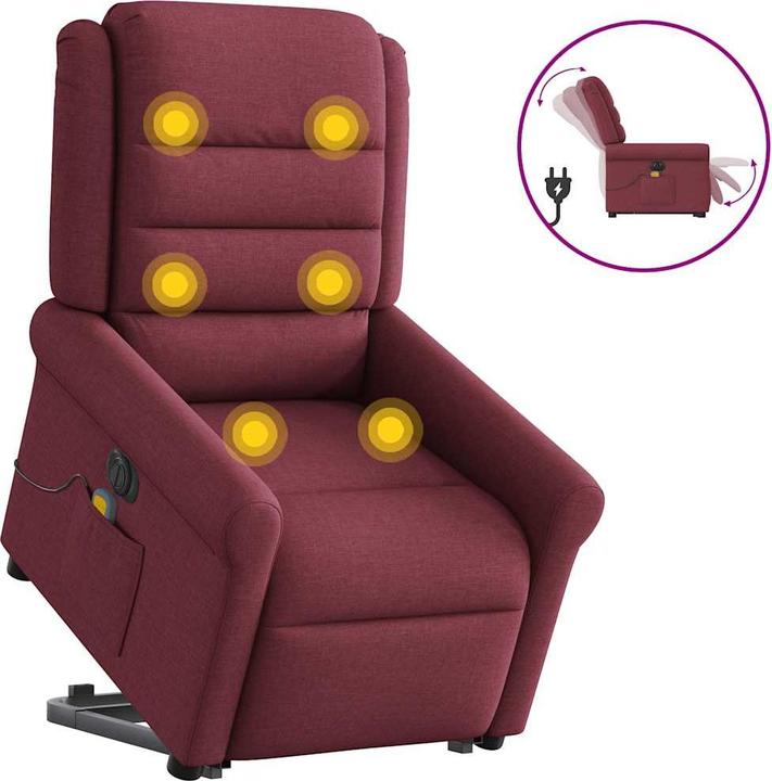 Actual product image VidaXL Electric massage chair with stand-up aid wine red fabric