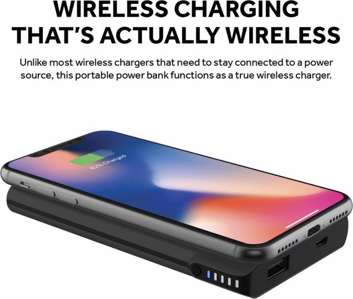 Actual product image Griffin Wireless Charging Power Bank USB-A/ USB-C Port Black (5000 mAh, 10 W, 18.50 Wh)