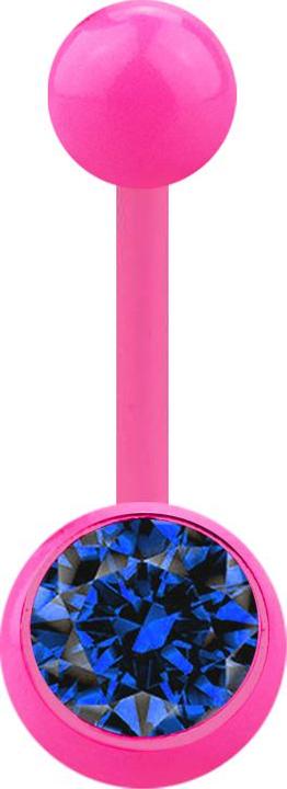 Star Piercing Banane pink mit Kugel und Kugel Kristall dunkelblau (Acryl, ohne Messing)