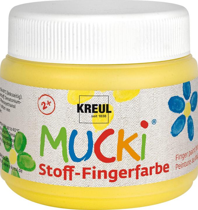 Produktbild Kreul Mucki Fingerfarbe Textil 4er Set (Gelb, Rot, Blau, Grün, 600 ml)