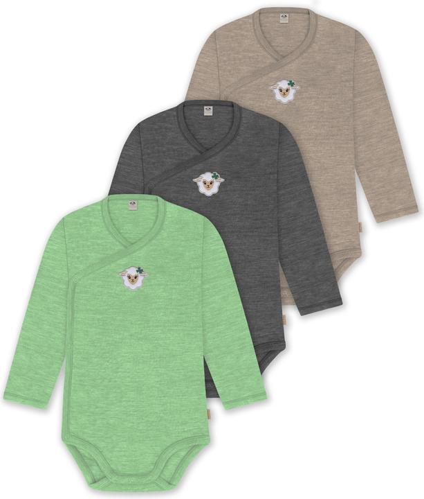 Produktbild Normani 3er Set Baby-Body Wickelbody Langarm Toddler-Bodysuit aus Merinowolle - 9357 (50)