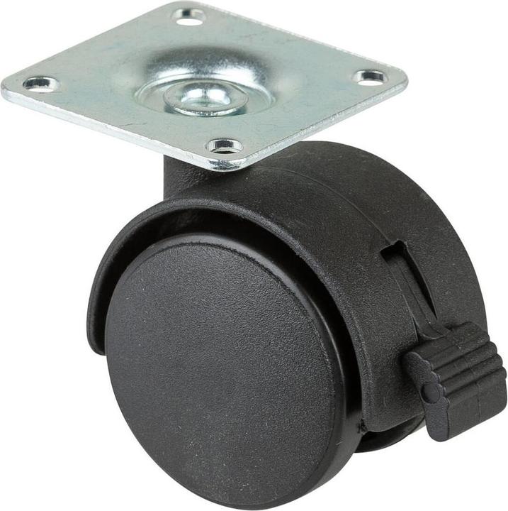 Produktbild BS Rollen Kunststoffdoppelrolle mit Feststeller Rad-Ø 40 mm Tragfähigkeit 30 kg mit Anschraubplatte Polyami...