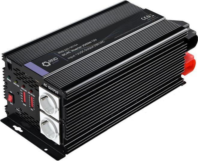 Produktbild RND DC/AC-Wechselrichter 12V 2.5kW Steckdose Typ F (CEE 7/3) mit Schutzkontakt