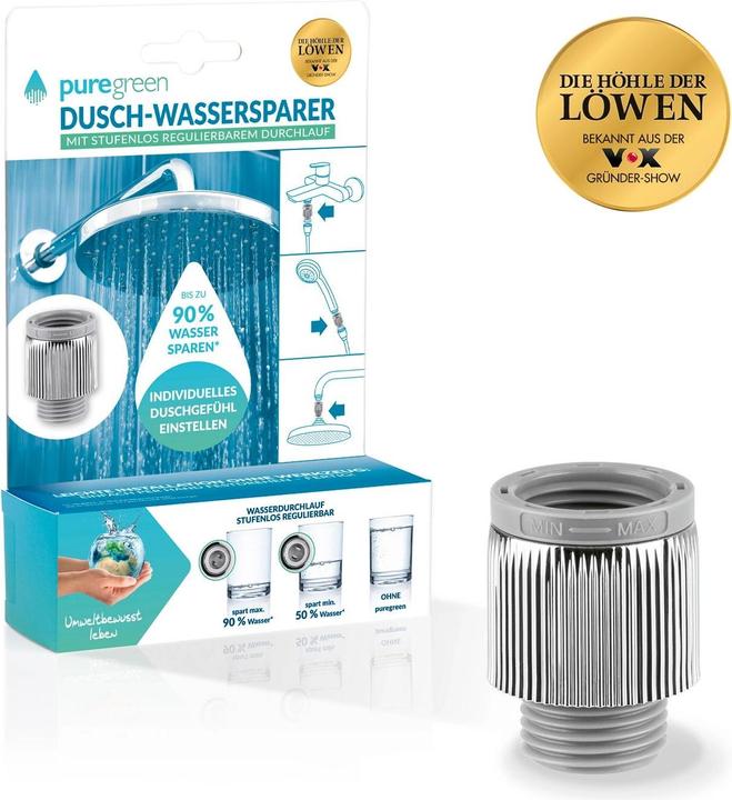 Produktbild Puregreen Wassersparregler Dusche, Chrom, Regulierbar