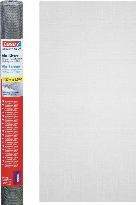 Produktbild tesa Insektenschutz Alu COMFORT Ersatzrolle, für Fenster & Türen, ohne Bohren (120 x 250 cm)