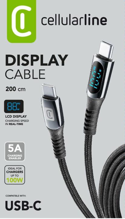 Image du produit Cellularline Display Cable (2 m, USB 3.2 Gen 1, 100 W)