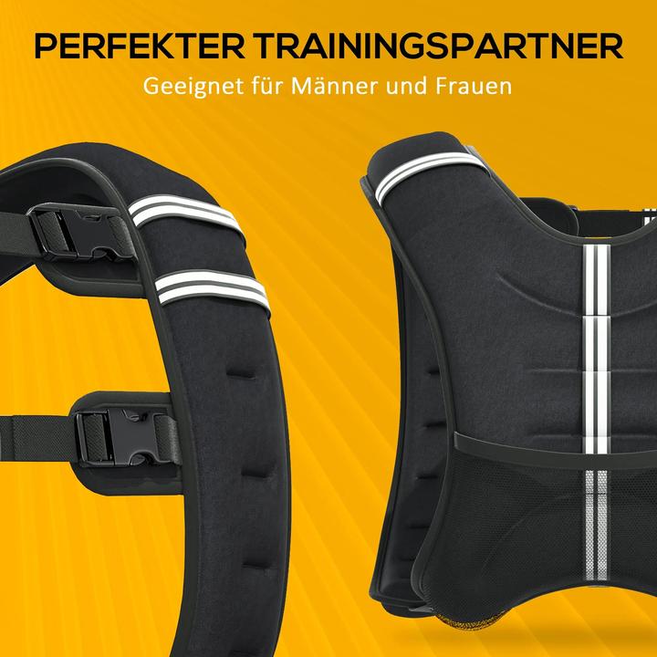 Image du produit Swisshandel24 Gilet lesté 5 kg réglable, musculation sable métallique noir 40x35cm (1 x 5 kg)