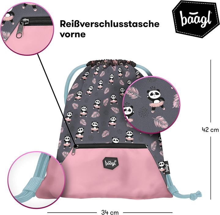 Immagine prodotto Baagl Set di zaini per la scuola, 3 pezzi, Panda New (18 l)