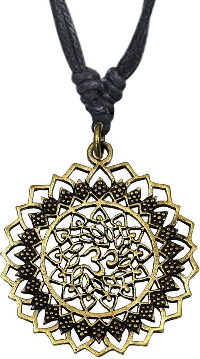 Image du produit Star Piercing Collier noir pendentif doré Om fleur (Laiton)