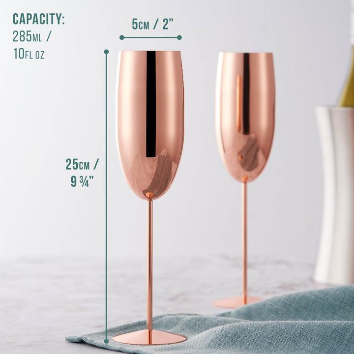 Produktbild Oak & Steel Edelstahl Sektgläser Rosegold 4er-Set (28.50 cl, 4 Gläser, Sektgläser)