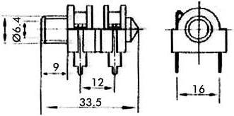 Actual product image Velleman 6.35 mm FEMALE JACK CONNECTOR - CLOSED CIRCUIT - MONO