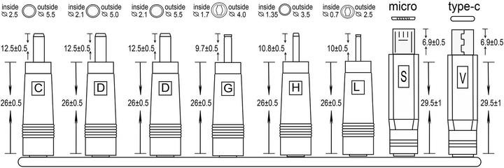 Produktbild Velleman UNIVERSAL-STECKER-SET - FÜR DC-STECKER 2.1 x 5.5 mm - 8-tlg.