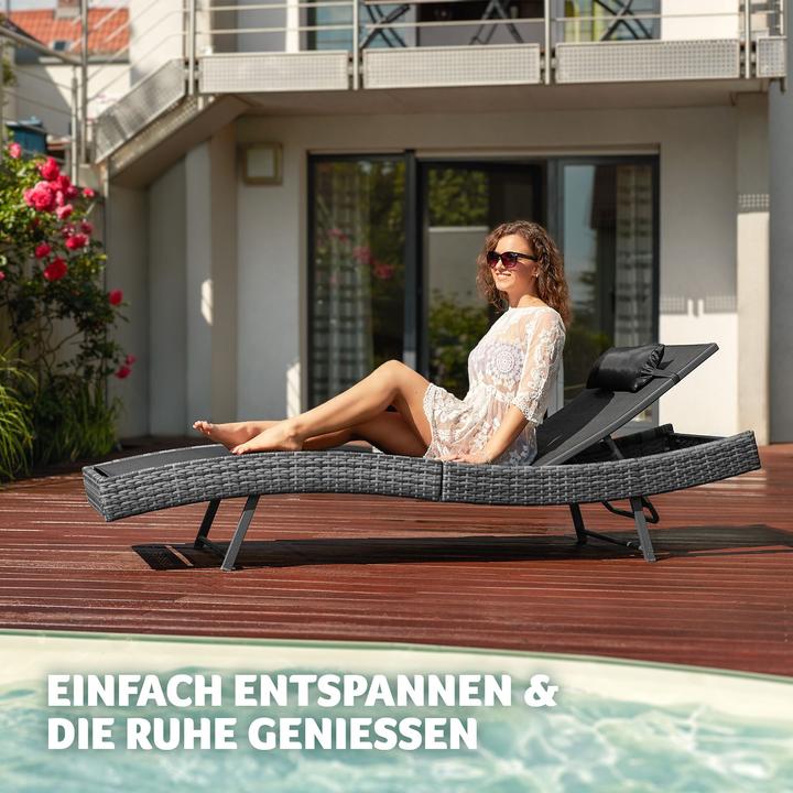 Produktbild tectake Rattan Sonnenliege Moana (211 cm)