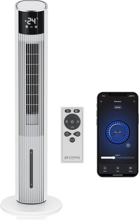 Produktbild Brandson Mobiler Luftkühler mit Wasserkühlung, Klimagerät, 60W, WIFI, Turmventilator, Verdunstungskühler