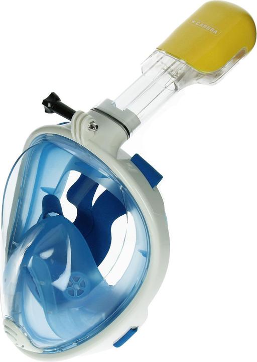 Caruba Vollgesichts Schnorchelmaske Dual Air abnehmbar + Action Cam Halterung (blau S/M)