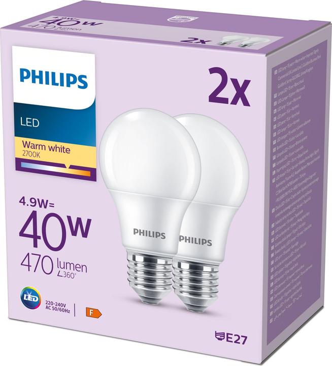 Actual product image Philips Led lamp (E27, 4.90 W, 470 lm, 2 x, F)