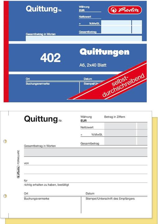 Energie-Label Herlitz Quittungsblock (40 x)