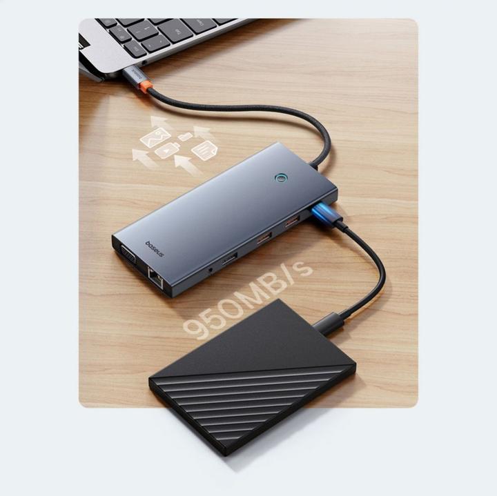 Produktbild Baseus HUB PortalJoy Series 13in1 USB-C - 2x HDMI / DP / VGA / USB-A 3.1 / USB-C 3.1 / USB-A 2.0 / P (USB-C, 13 Ports)