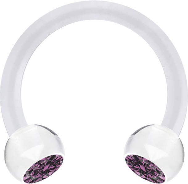 Produktbild Star Piercing Micro Circular Barbell transparent mit zwei Kugeln Kristall hellviolett (Acryl, ohne Messing)