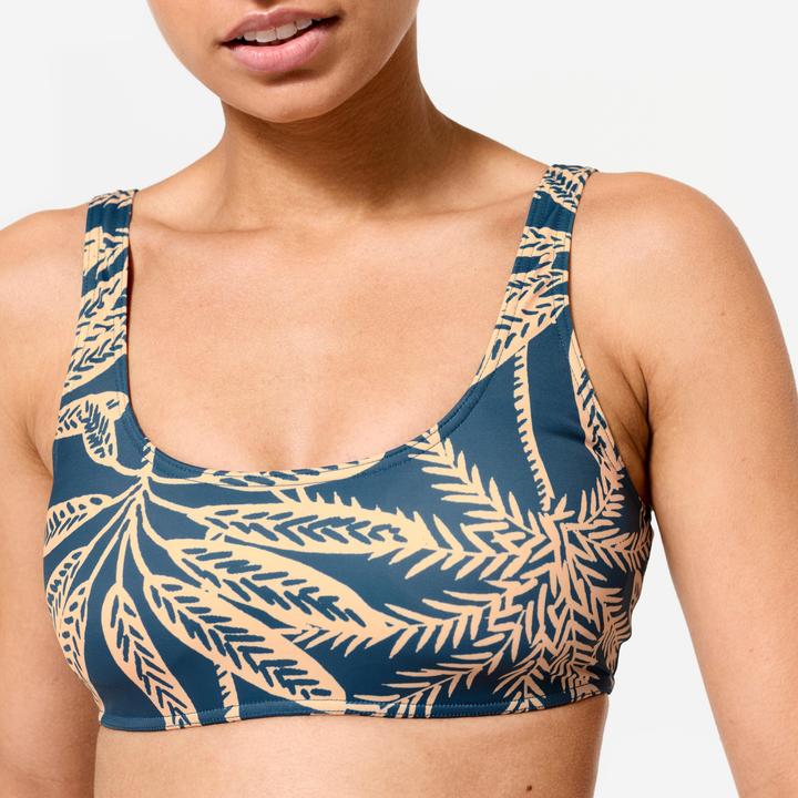 Image du produit Olaian Haut de maillot brassière surf Femme - Aurely palmer bleu (38)