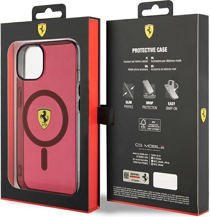 Immagine prodotto Ferrari FEHMP14SURKR Custodia rigida per iPhone 14 6,1" rossa/rossa Traslucida Magsafe (Apple iPhone 14)