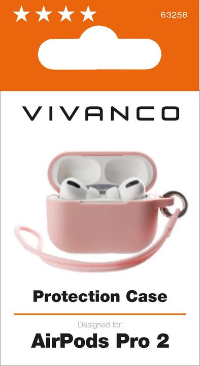 Immagine prodotto Vivanco Custodia di protezione per AirPods Pro 2, con anello in metallo e fascia SIlicone, rosa