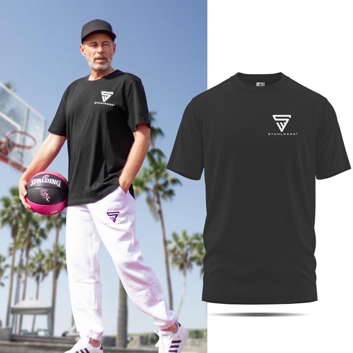Immagine prodotto Stahlwerk T-shirt nera Taglia XXL Camicia a maniche corte con stampa del logo 100% cotone (XXL)