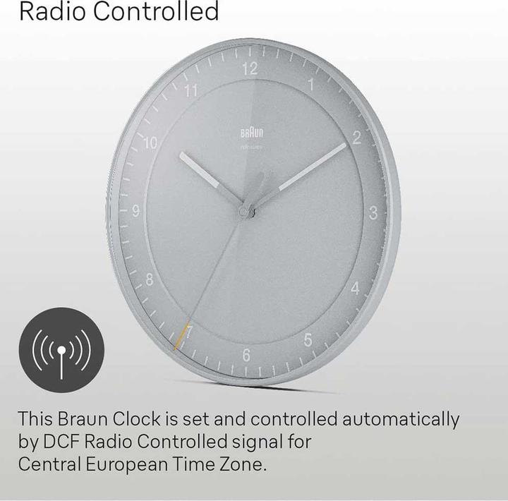 Actual product image Braun Wall clock, grey w.radio (30 cm)