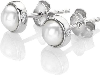 Hot Diamonds Charming silver earrings with diamonds and pearls Diamond Amulets DE712