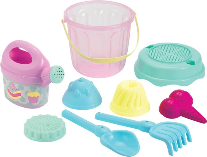 Actual product image Ecoiffier Bucket set with pastry sand moulds, 9 pieces.