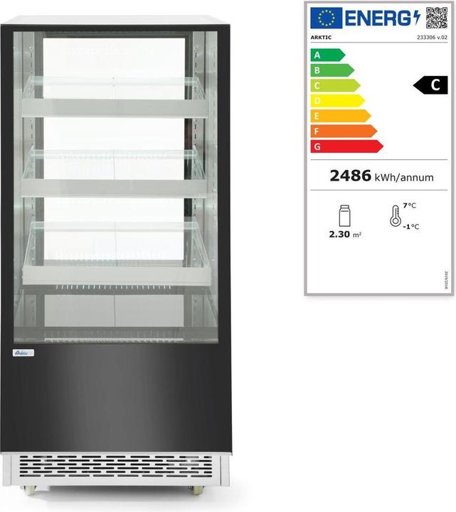 Produktbild Hendi Kühlvitrine - 300L mit 3 geneigten Regalen (300 l)