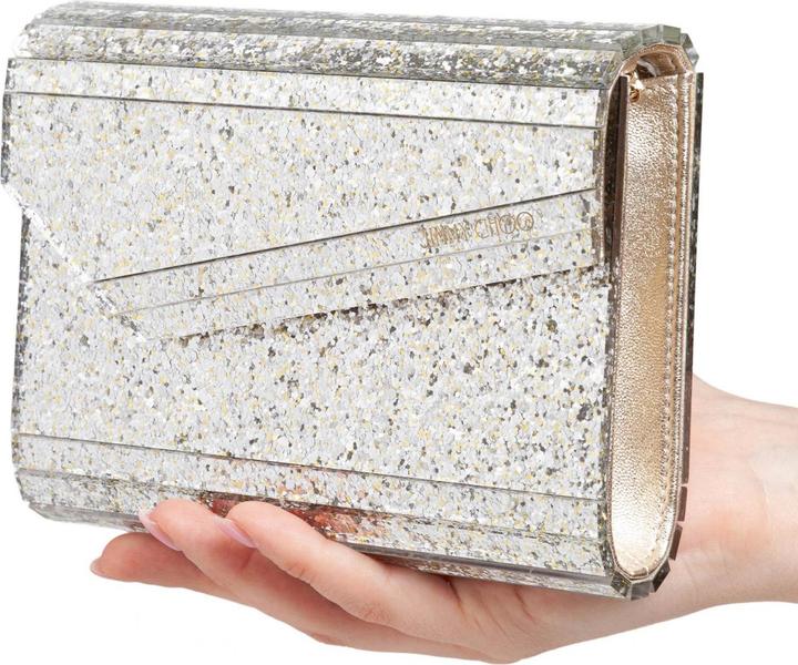 Actual product image Jimmy Choo candy clutch bag in acrylic fabric with glitter