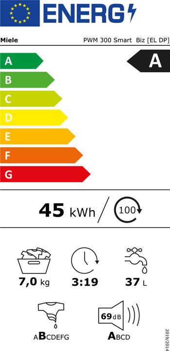 Energie-Label Miele PWM 300 SmartBiz (EL DP) (7 kg, Rechts)