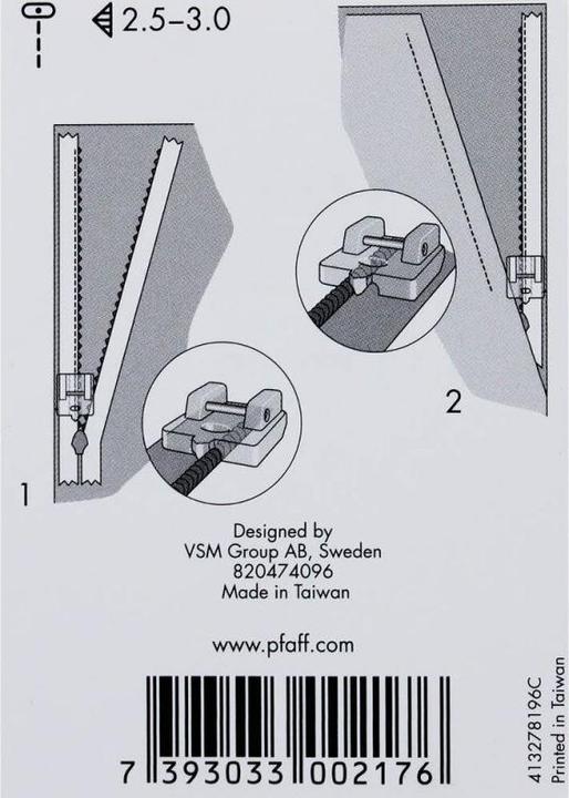 Image du produit Pfaff Fermeture à glissière sous patte pour le groupe C D E F G J K L