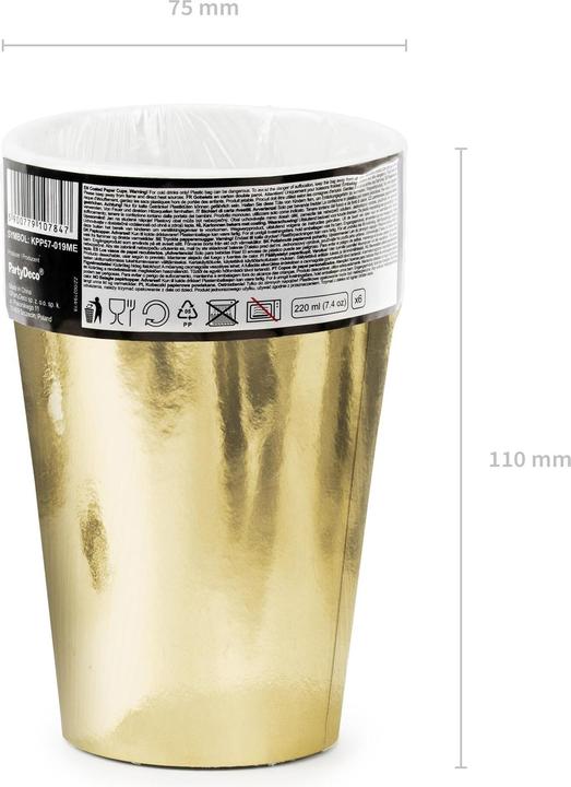 Produktbild Partydeco Metallisierte Papierbecher Gold (6 x)