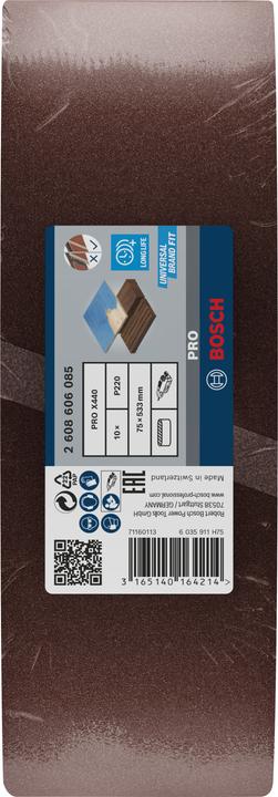 Produktbild Bosch Professional Zubehör PRO X440 Schleifband, 75 x 533 mm, G220 (220)