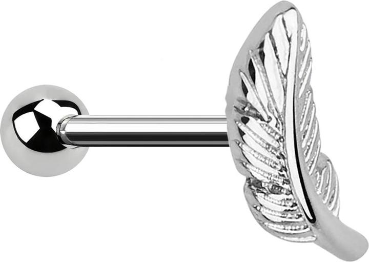 Star Piercing Micro Barbell silber mit Kugel und Feder rechts (Chirurgenstahl 316L, Messing)