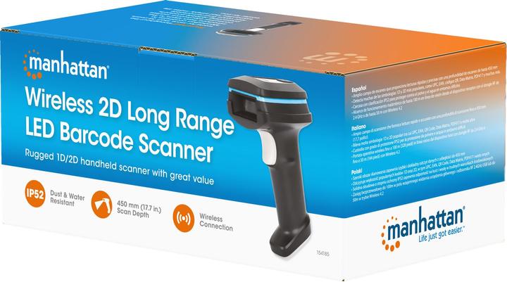 Actual product image Manhattan Wireless 2D long range LED barcode scanner (1D barcodes, 2D barcodes)