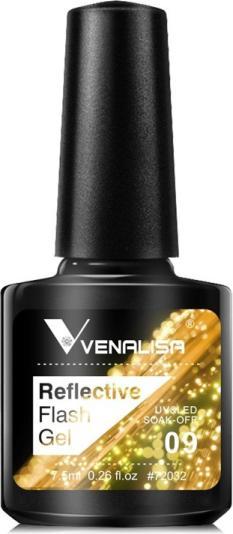 Venalisa Gellack Reflective Neon Disco Gel BD09 (Gold-Gelb Glitzer, Gel-Effekt Nagellack)