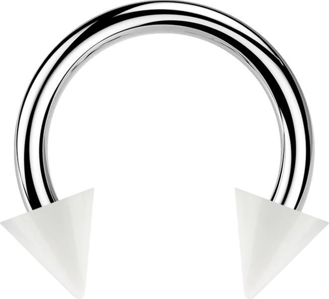 Produktbild Star Piercing Micro Circular Barbell silber mit zwei Cones weiss (Chirurgenstahl 316L, ohne Messing, Acryl)