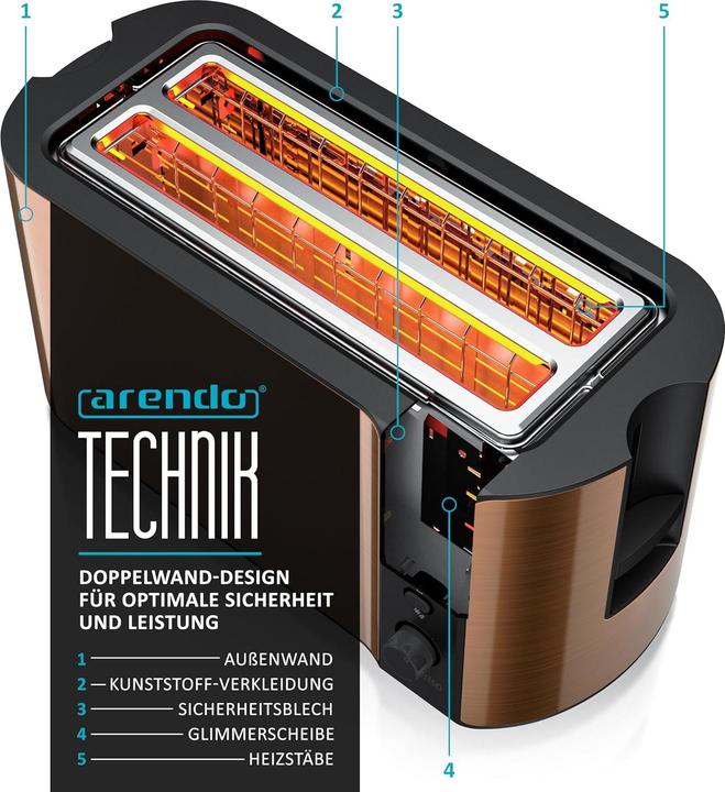 Immagine prodotto Arendo Langschlitz-Toaster für 4 Scheiben