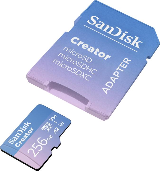 Image du produit SanDisk Creator UHS-I V30 (256 Go, microSDXC, U3, UHS-I)