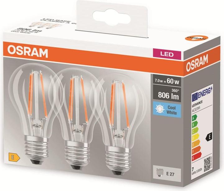 Image du produit Osram Base Classic A (E27, 7 W, 806 lm, 3 x, E)